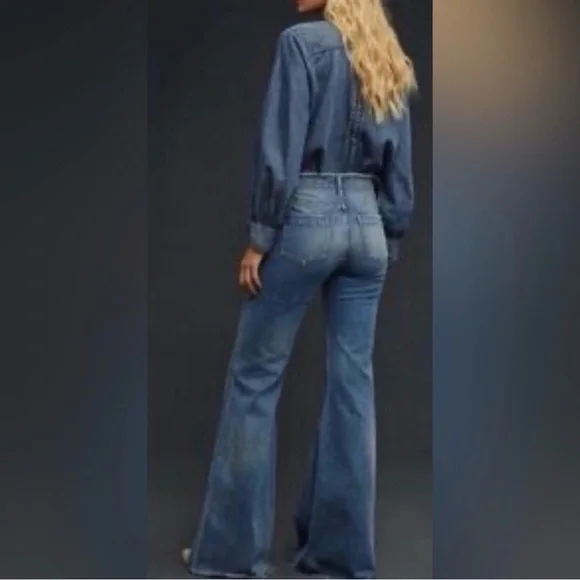 Anthropologie Blue Flare Jeans Worn only once - Picture 4 of 7